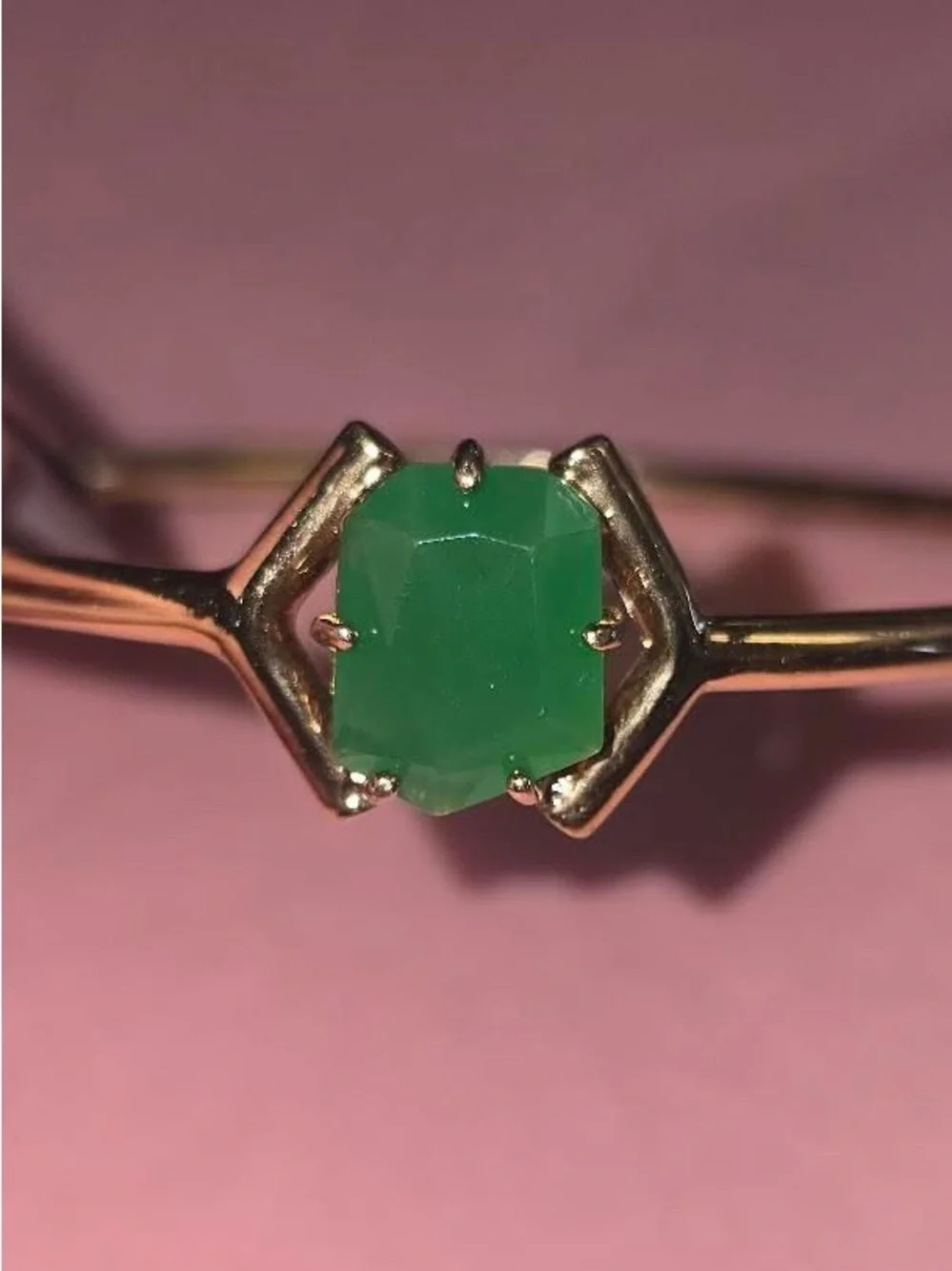 Gold Kate Spade bracelet with green gem stone - Picture 2 of 5